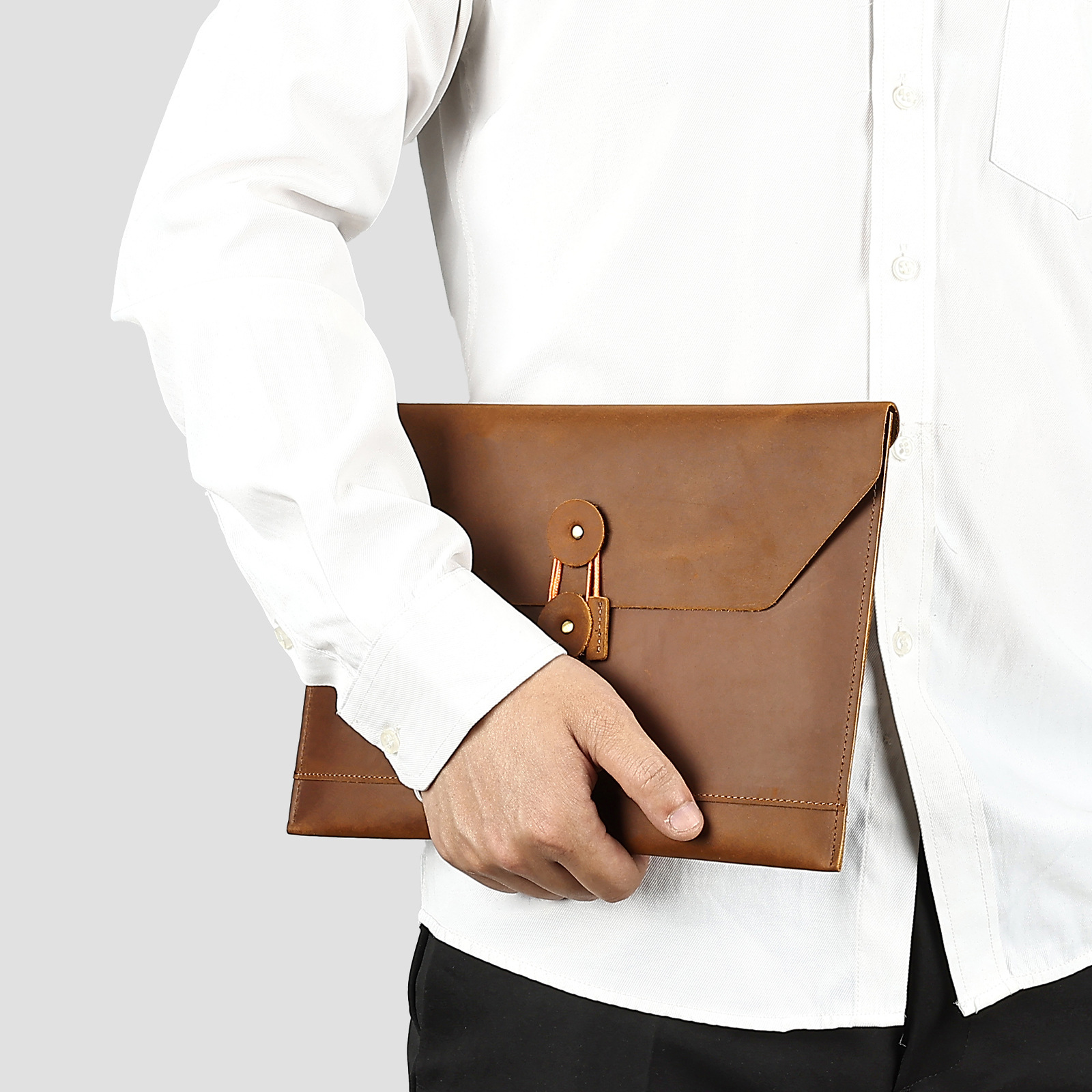 Wrapped Rope Men's Multi Card Flat Storage Bag, Business Travel A4 File Bag