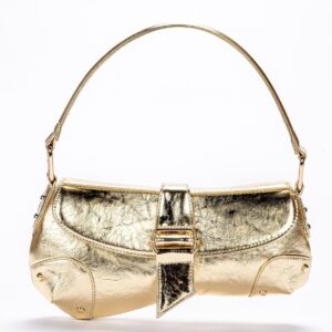 ​Y2K Metallic Mini Bag – Futuristic Silver & Gold Clutch With Edgy Stitching (Handheld Or Underarm Carry)​