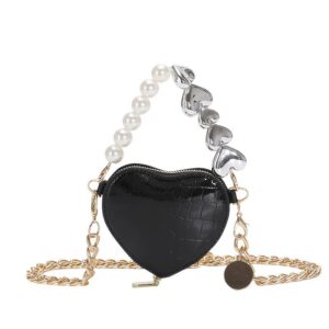 Y2K Metallic Snake Print Heart Shaped Party Handbag Ladies Dual Strap Shoulder Bag