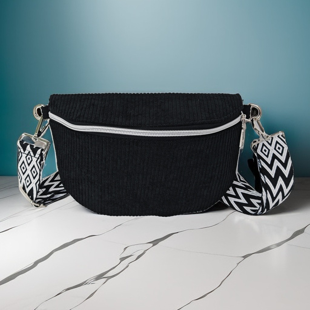2026 Hot-Selling New Crossbody Fresh Style Women's Fashion Versatile Striped Corduroy Waist Bag - Image 3