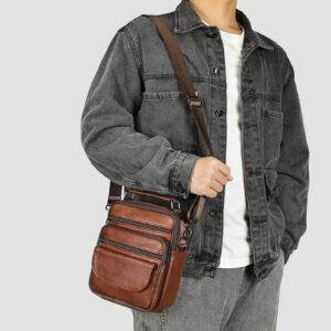 Genuine Leather Crossbody For Casual Travel, Men’s Small Bag, Minimalist Shoulder Bag