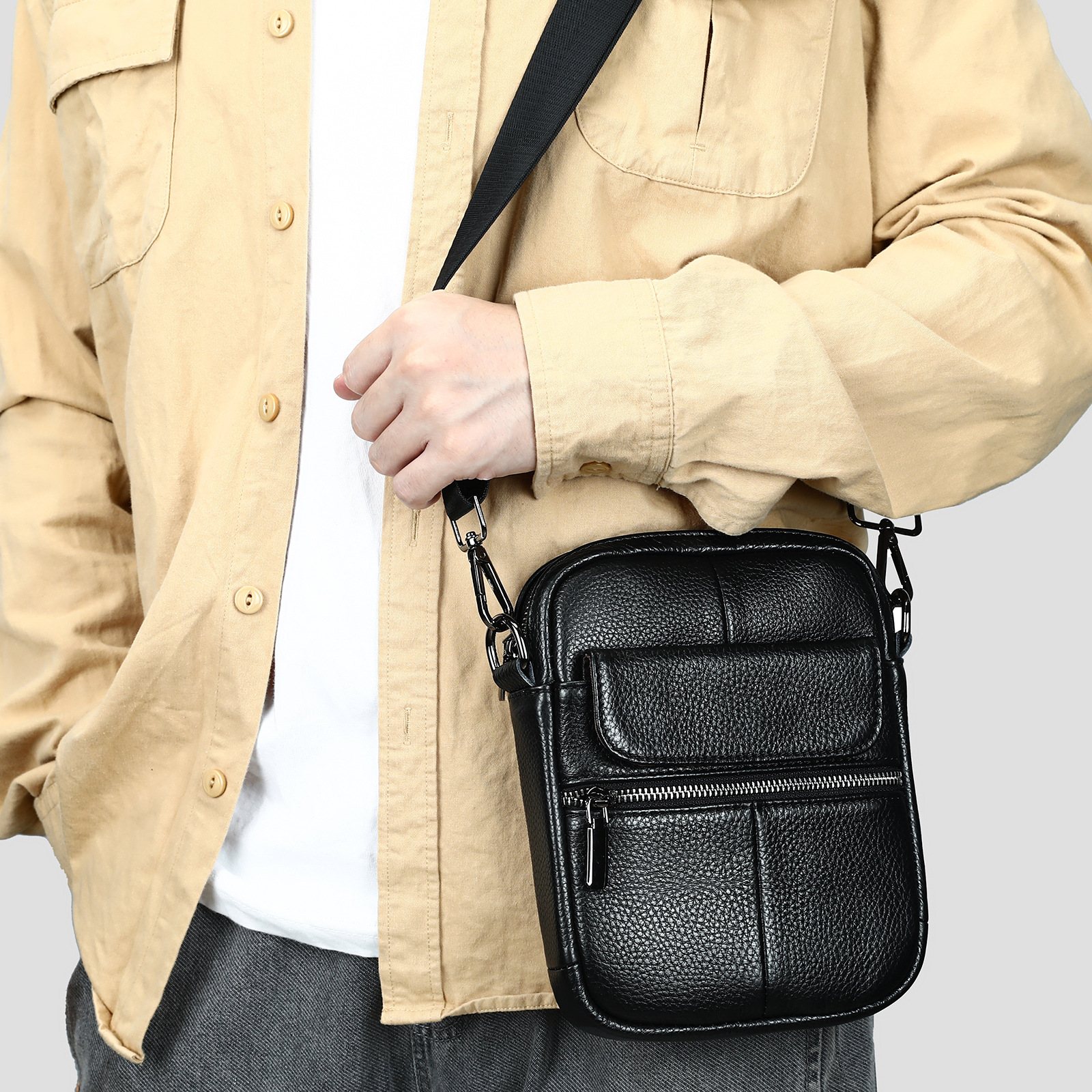 Marant Leather Messenger High Grade First Layer Cowhide Mobile Phone Shoulder Men's Bag