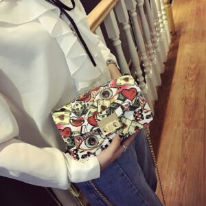 Bags New Fashion Printed Square Women’s Style Chain Small Lock Crossbody Shoulder Bag Wholesale