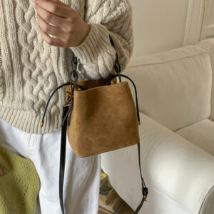 Korean Women’s Suede Handheld Bucket Autumn Winter 2026 New High-end Fashion Single Shoulder Crossbody Bag