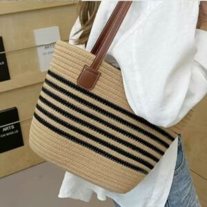 Summer Large Capacity Commuter Woven Tote Women, Shoulder Straw Bag For Beach Vacation