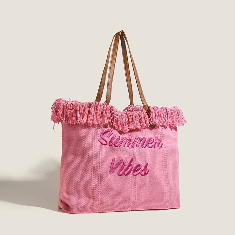 Beach Travel Tote Fashion Simple Tassel Mommy Large Capacity Shoulder Bag Trendy - Image 9