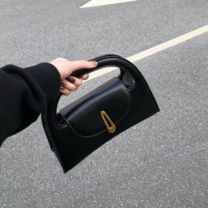 High grade niche design black handbag French retro hourglass chain crossbody small bag for women