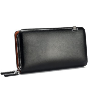 Premium Men’s Leather-Look Zip Top Business Handbag – Slim Wallet With Multiple Compartments For Phone, Cards & Cash