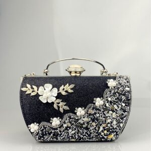 Princess Bag Women’s Luxury Crystal Rhinestone Diamond Pearl Metal Flower Wedding Evening Dress Temperament Handbag