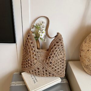 Internet Celebrity Popular Women’s New Style Hollow Out, Beach Vacation Grass Woven Bag, Versatile Single Shoulder Tote
