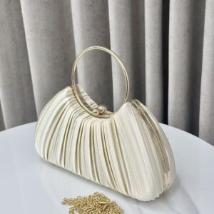 New Pleated Evening Women’s Socialite Elegant Party Dress Bag Clutch Ring Handbag