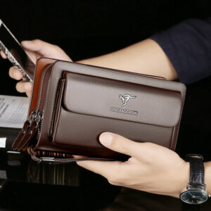 Bags Handbag Business Men’s Double Zipper Large Capacity Mobile Phone Multi Card Slot Clutch Bag