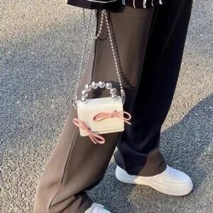2026 Summer New Multifunctional High-end Texture Cute Bow Mini Pearl Handheld Chain Crossbody Bag Versatile