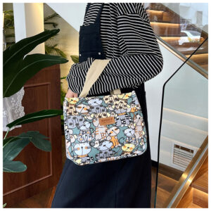 Korean Style Fresh Print For Women Office Workers Lunch Box Canvas Small Tote Bag Handbag