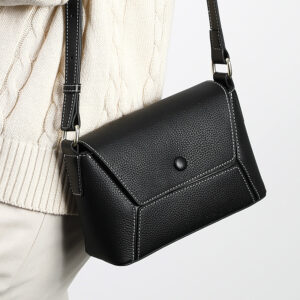 Premium Top Grain Cowhide Small Square Purse With Spacious Capacity, Versatile Everyday Bag In Black & Brown​