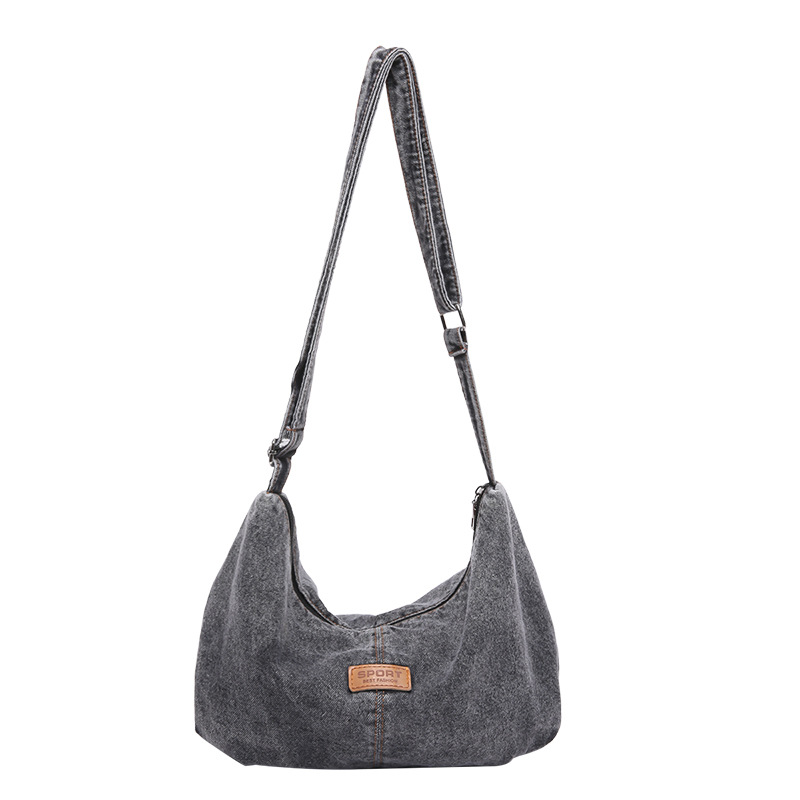 Women's New Shoulder Simple Ladies Denim Dumpling College Student Fashion Canvas Bag - Image 5