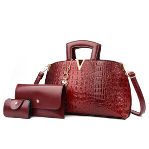 Handbag Stylish Alligator Print Women’s Shoulder Crossbody Three-piece Set Bag
