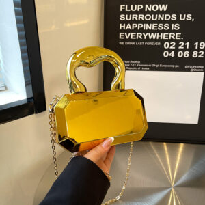 Women’s Acrylic Square Box Mirror Handbag Trendy Evening Clutch Shoulder Crossbody Bag With Chain Clip