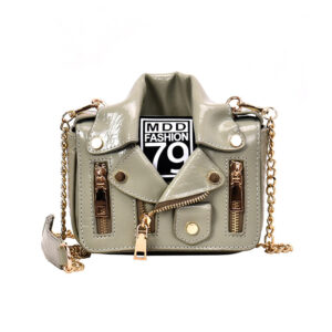 Women’s Oiled Leather Jacket Style Fashion Shoulder Crossbody Bag Chain Detailing Spring