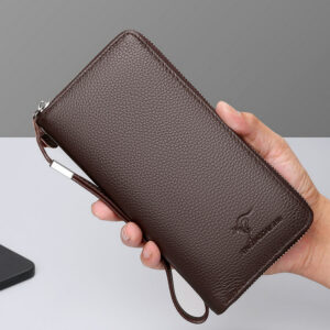 Wallet Men’s Leather Business Clutch Multi-card Mobile Phone Bag Fashion Long Zipper Cowhide Handbag