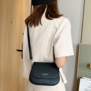 Trendy Saddle Shoulder Bag Women Fashion PU Leather Crossbody Bags Simple Solid Color Flap Messenger Pouch Handbags