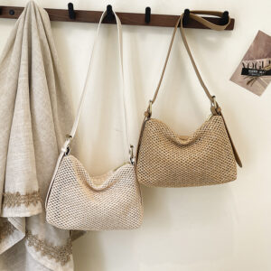 Summer New Straw Tote For Women, Large Capacity, Simple Versatile Beach Woven Bag, Commuter Shoulder And Crossbody Bag