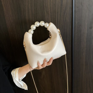 Women’s 2026 New Niche Design Simple Pearl Handbag Chain Crossbody Fresh Dumpling Bag