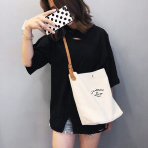 New Printed Crossbody With Letter Print, Commuter Shoulder Fashion Bag, Casual Shopping Mother-Daughter Canvas Bag For