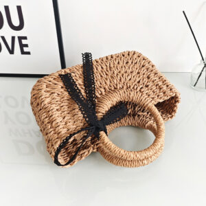 Women’s Bags New Versatile Woven Handbag Niche Lace Bow Seaside Holiday Straw Bag Vegetable Basket
