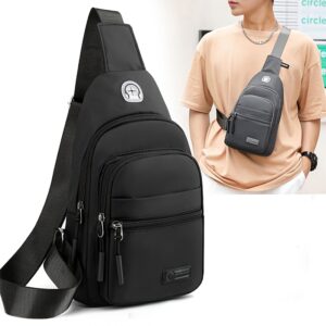 Waterproof Men Sling Lightweight Oxford Chest Crossbody Bag Multi Pockets Outdoor Travel Single Shoulder Backpack