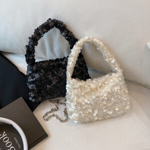 Sequin Cloud Women Street Personality Chain Messenger Bag Versatile Small Square Handbag