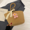 Khaki with pink flowers ribbon