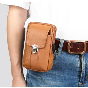 With Multifunctional Belt For Work, Mobile Phone Cover Layer, Cowhide Men’s Waist Bag