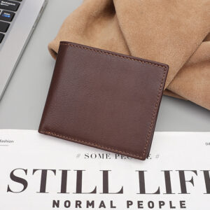 Retro Casual Cowhide Men’s High-quality Multi Slot Wallet, Leather Short Change Card Bag