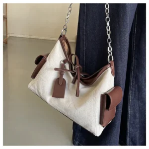 Free Shipping Designer Shoulder Bags Canvas Splicing Large Capacity Tote Black Underarm Bag Fashion
