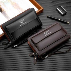 Bags Double Zipper Large Capacity Business Casual Clutch Wallet Mobile Phone Men’s Bag